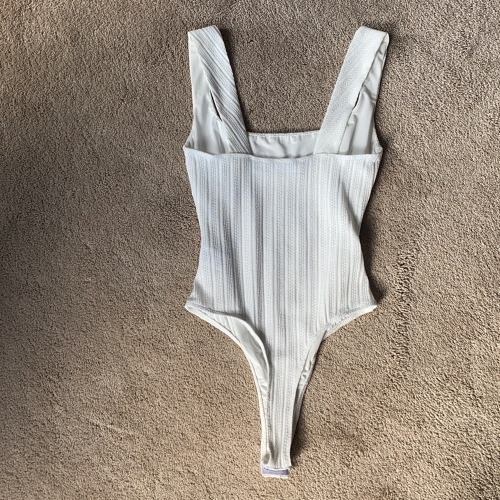 Astr White Ribbed Bodysuit - Picture 2 of 4